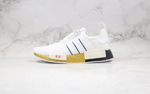 阿迪达斯Adidas Nmd R1纯原版本爆米花跑鞋白黑金色日本东京限定原盒配件原楦头纸板打造 货号：FY1159