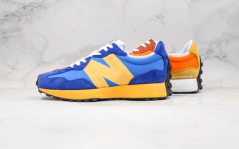 新百伦New Balance 327纯原版本复古慢跑鞋鸳鸯配色宝蓝色桔色黄色拼接原档案数据开发 货号：WS327LAA