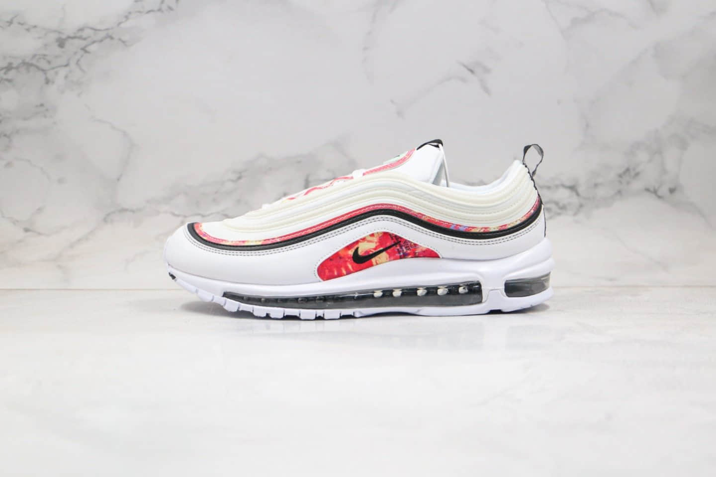 耐克Nike Air Max 97纯原版本子弹头气垫鞋全新炫彩图案红黄蓝色内置真实气垫 货号：CU4731-100