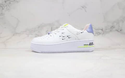 耐克Nike Air Force 1 Sage纯原版本空军一号复活节厚底白紫色mini Logo原鞋开模一比一打造 货号：CU4770-100