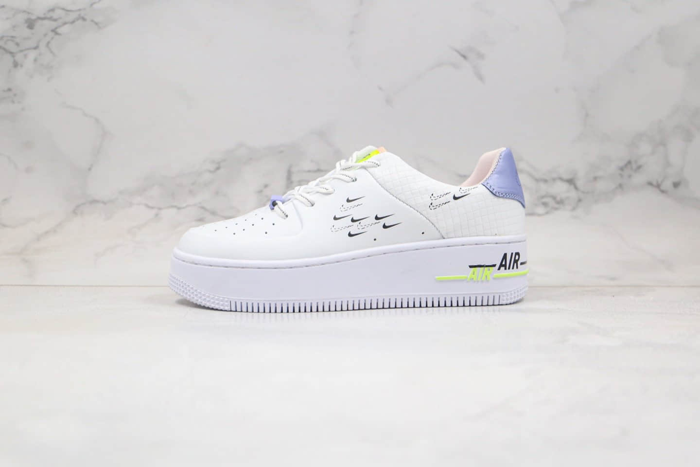 耐克Nike Air Force 1 Sage纯原版本空军一号复活节厚底白紫色mini Logo原鞋开模一比一打造 货号：CU4770-100