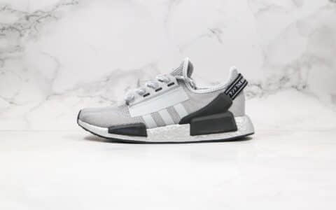 阿迪达斯Adidas NMD_R1 Boost纯原版本爆米花跑鞋NMD灰色原厂黑盒原楦头纸板打造 货号：FV9066