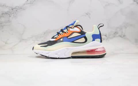 耐克Nike React Air Max 270V2纯原版本半掌气垫跑鞋米白蓝橙色原鞋开模真小潘气垫 货号：CT3899-200