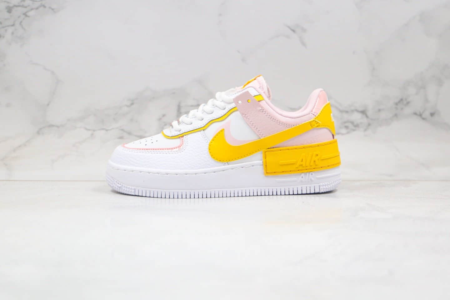 耐克Nike Air Force 1 Shadow纯原版本低帮空军一号马卡龙解构白黄粉色原档案数据开发 货号：CJ1641-102