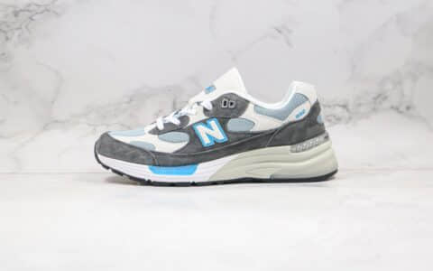 新百伦New Balance Made in USA纯原版本美产血统NB992灰蓝色复古慢跑鞋正确鞋面卡色 货号：W992RF