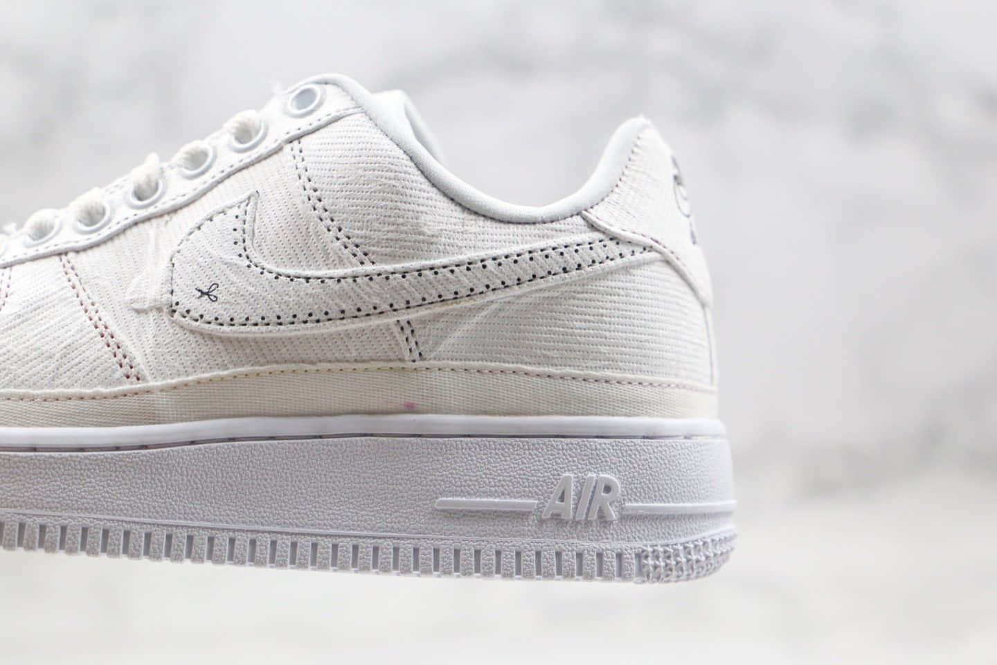 耐克Nike Air Force 1 Low纯原版本低帮空军一号虚线小剪刀撕撕乐帆布鞋内置气垫原楦头纸板打造 货号：CJ1650-101