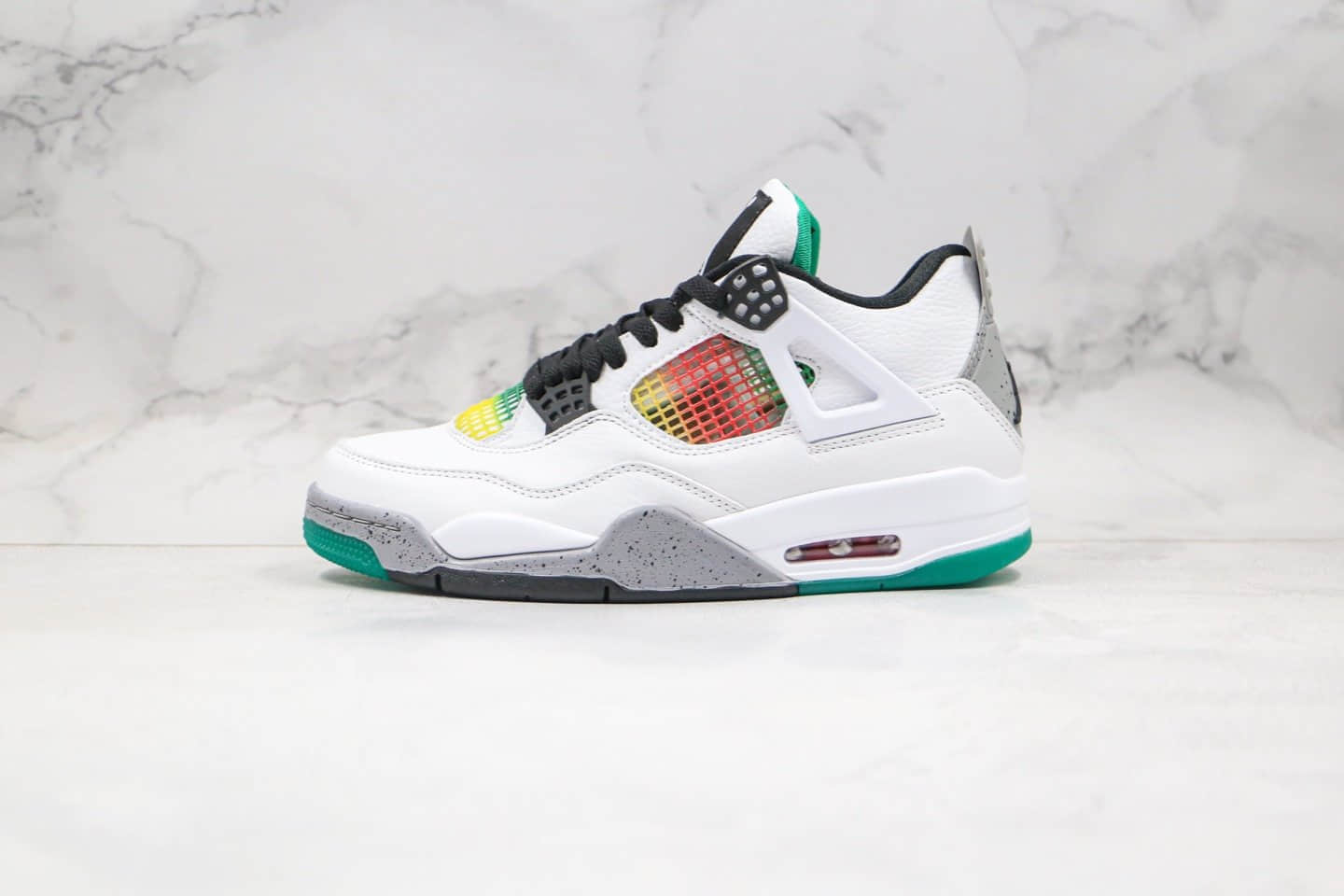 乔丹Air Jordan 4 WMNS Do the Right Thing纯原版本彩虹拼色牙买加AJ4内置可视气垫正确头层皮革材质 货号：AQ9129-100