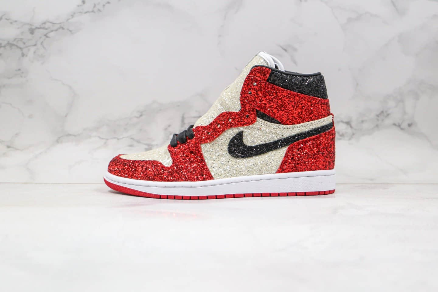 乔丹Air Jordan 1 Chicago纯原版本高帮AJ1外科医生联名款芝加哥闪耀锆石闪白红色原盒原标 货号：CK5566-610