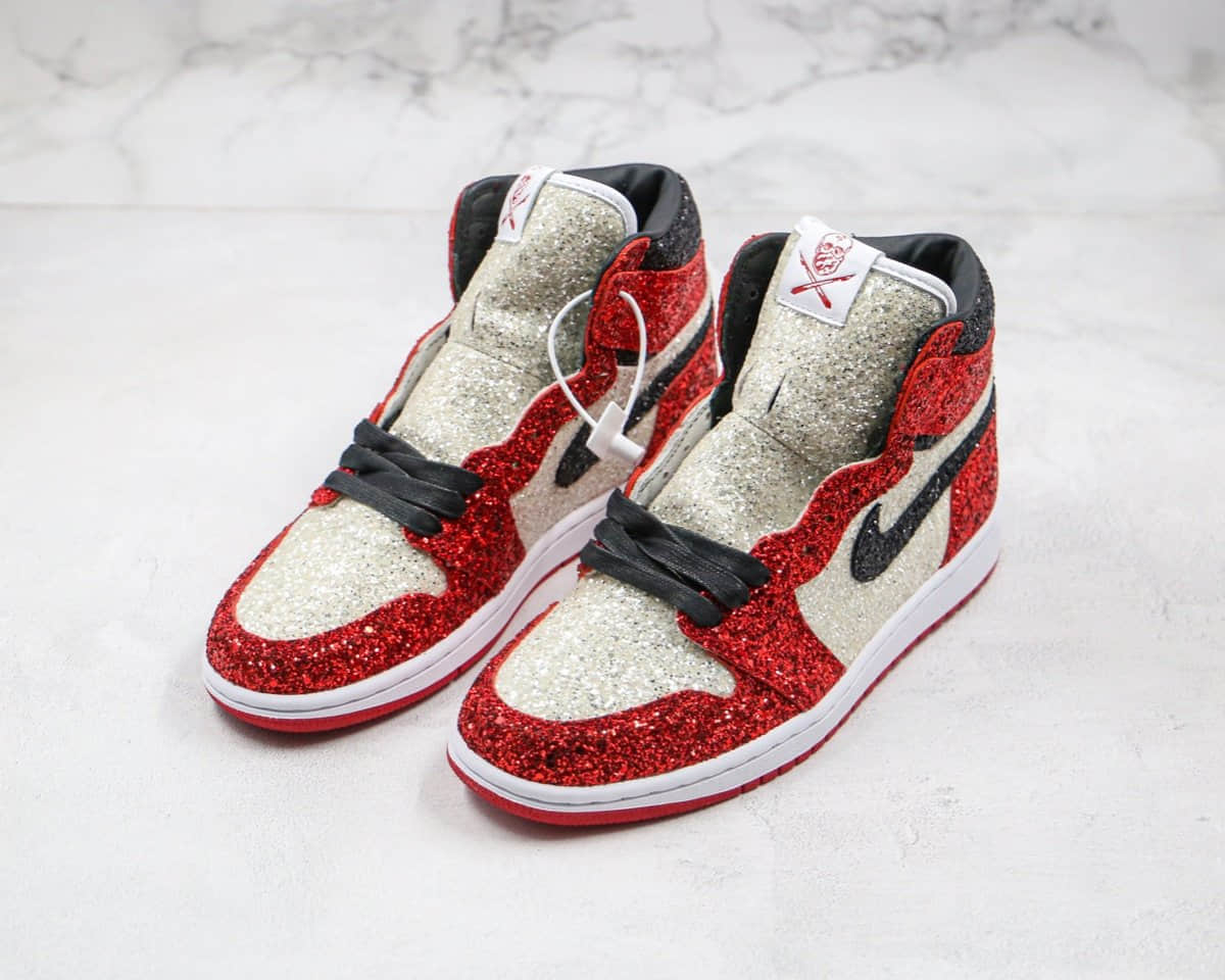 乔丹Air Jordan 1 Chicago纯原版本高帮AJ1外科医生联名款芝加哥闪耀锆石闪白红色原盒原标 货号：CK5566-610