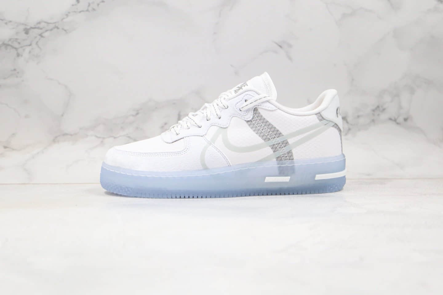 耐克Nike Air Force 1 React QS Light Bone纯原版本低帮空军一号波纹骨白冰蓝配色原盒原标原楦头纸板打造 货号：CQ8879-100