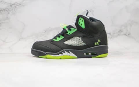 乔丹Air Jordan Retro 5 OG Quai 54纯原版本法国巴黎街球赛限定AJ5黑绿色内置气垫正确鞋面磨砂皮革 货号：255054-511