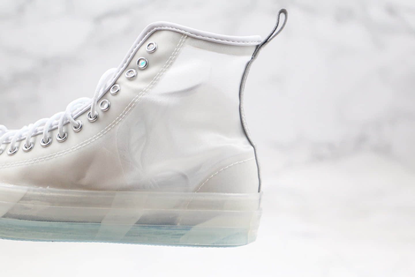 匡威CONVERSE公司级版本迪士尼冰雪奇缘联名款白色透明网纱高仿帆布鞋 
