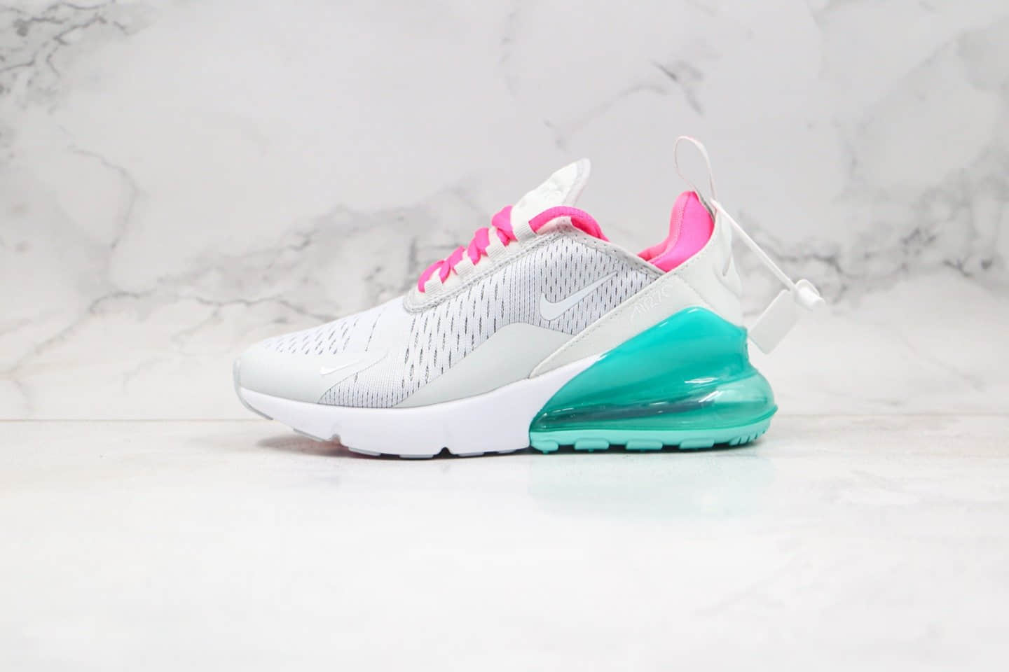 耐克NIKE Air Max 270 Stephanie Au纯原版本Max270气垫鞋香港游泳代表运动员欧铠淳限定灰粉绿配色内置气垫 货号：AH6789-065