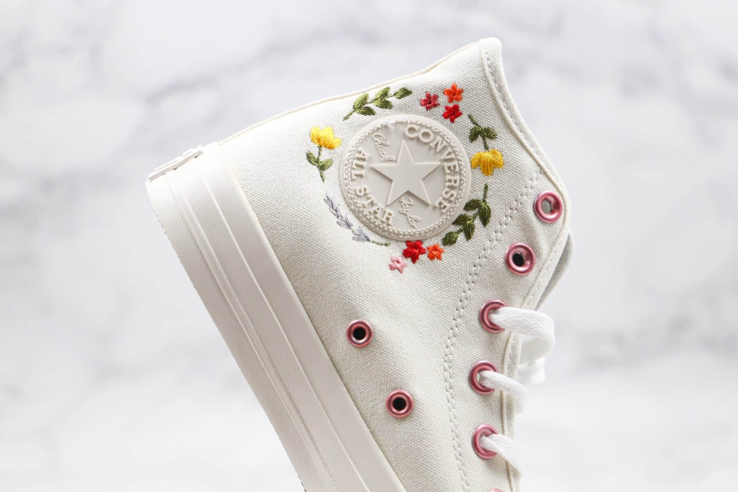 匡威Converse Chuck 70公司级版本高帮花卉白色花草刺绣配色原厂硫化大底正确硅蓝软中底