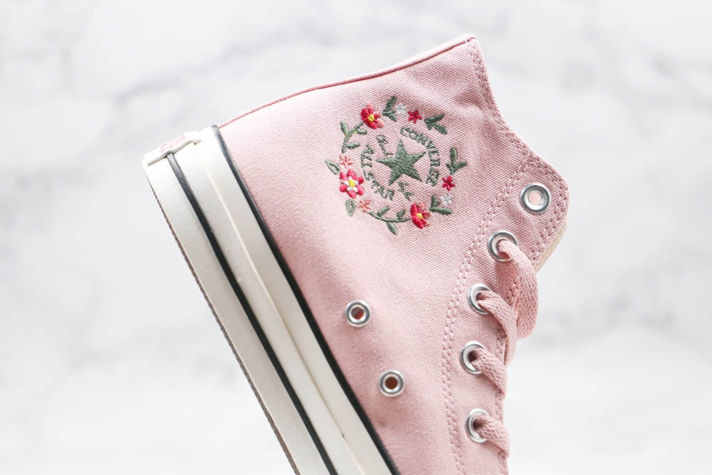 匡威Converse ALL STAR FLOWcROWN公司级版本高帮日本限定花环刺绣拉链花卉粉色原盒原标