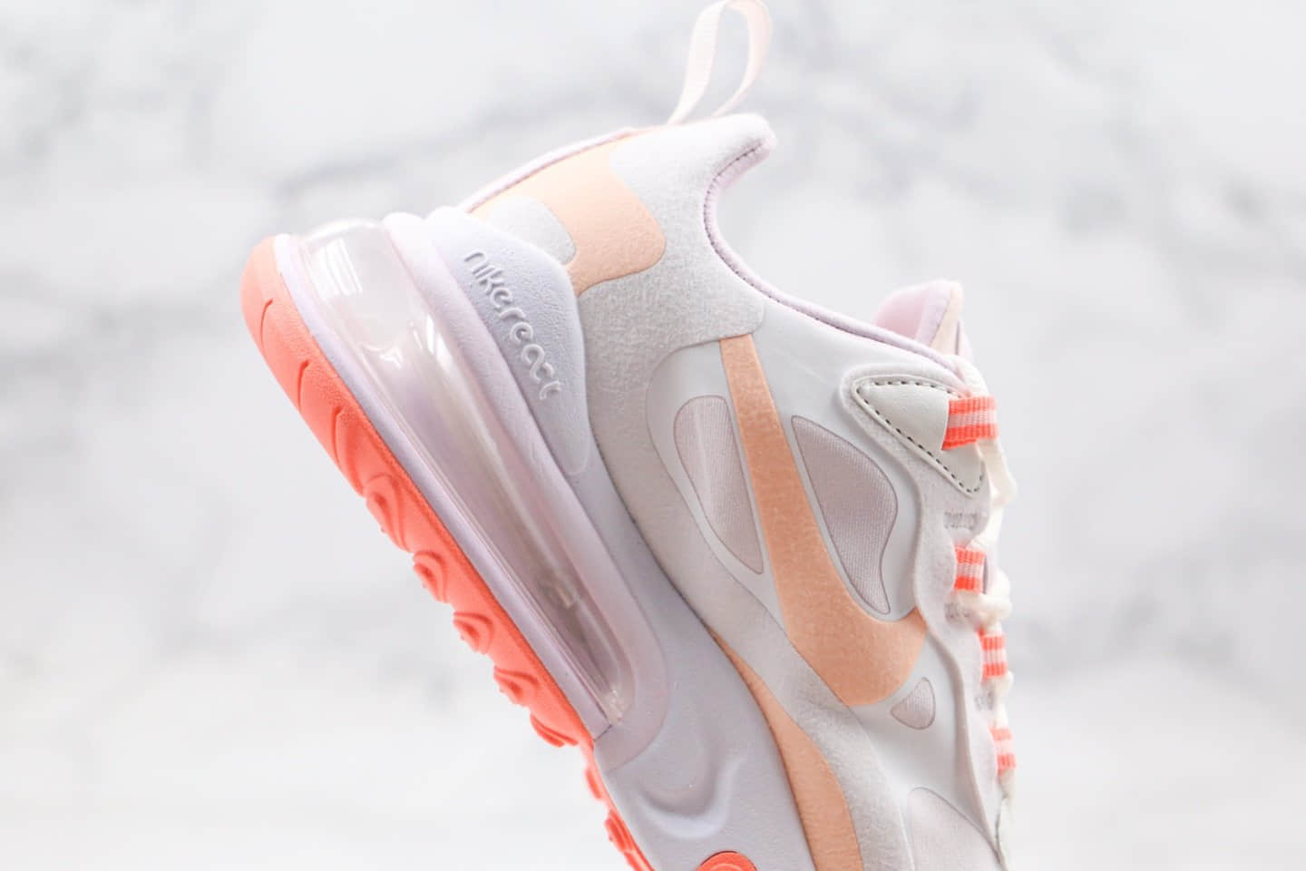 耐克Nike Air Max 270 React纯原版本瑞亚赛车系列后半掌气垫鞋Max270白橘色内置真小潘气垫 货号：CJ0619-103
