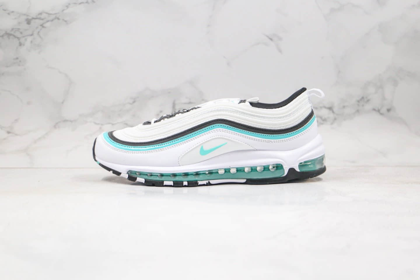 耐克Nike Wmns Air Max 97 QS Tiffany Diamond纯原版本子弹头气垫鞋白黑蒂芙尼绿海外限定配色内置真气垫 货号：CZ3574-130