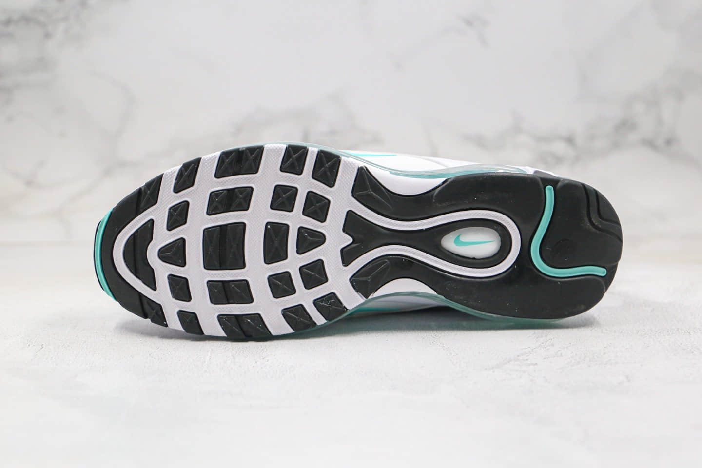 耐克Nike Wmns Air Max 97 QS Tiffany Diamond纯原版本子弹头气垫鞋白黑蒂芙尼绿海外限定配色内置真气垫 货号：CZ3574-130