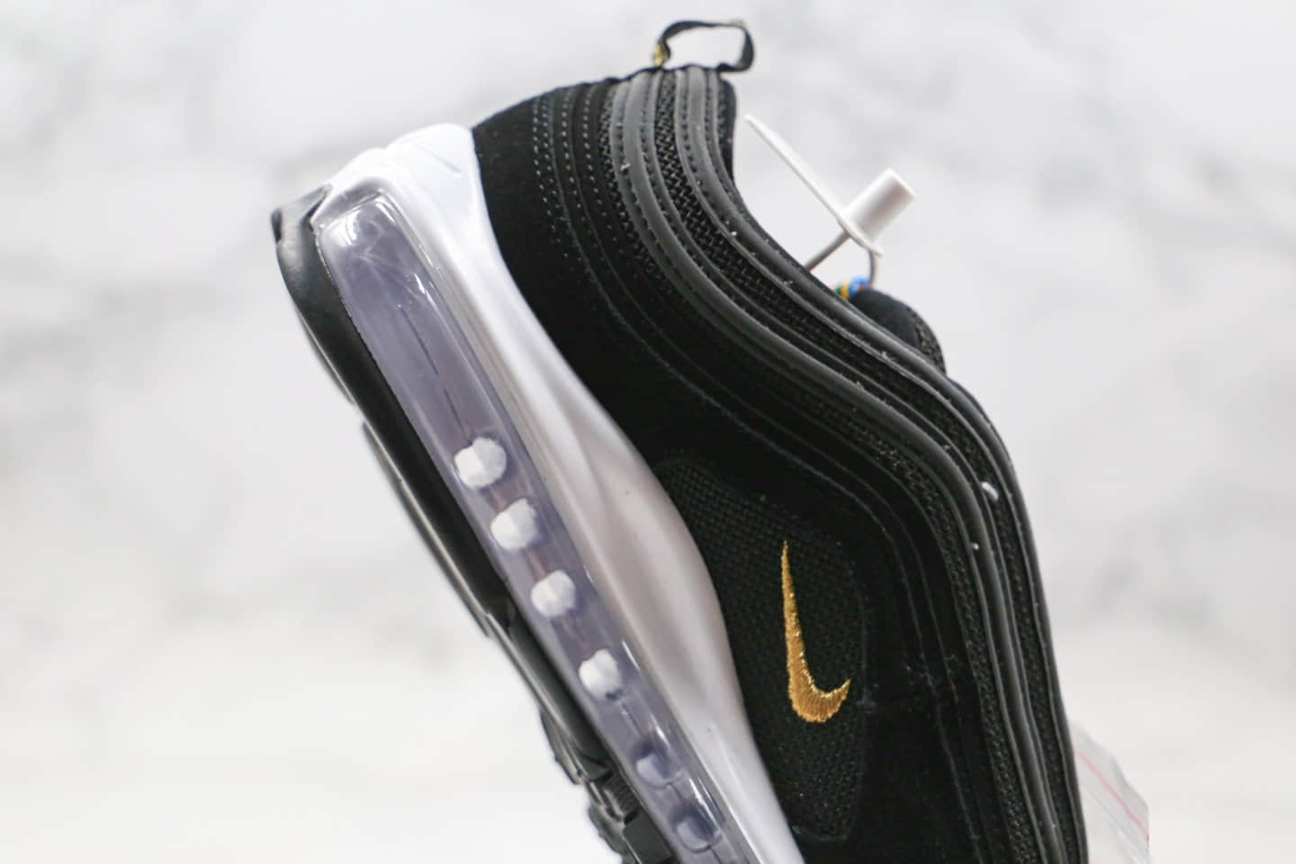 耐克Nike AIR MAX 97纯原版本子弹头气垫鞋Max97黑金白色内置真实小潘气垫 货号：CI3708-001