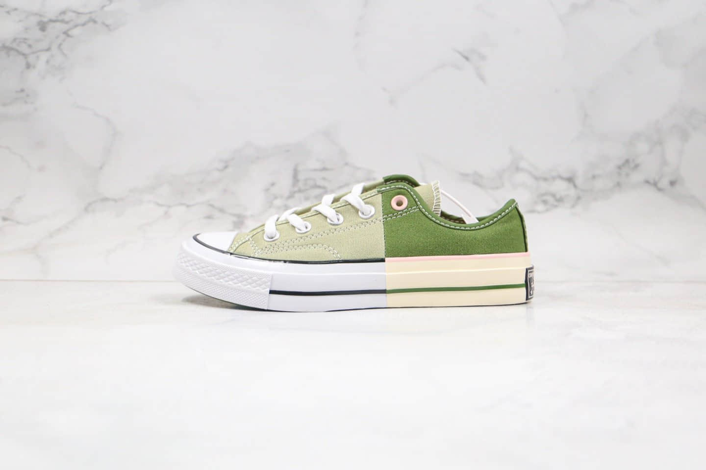 匡威Converse Chuck 70S公司级版本低帮解构拼接绿色2020年新款双围条硫化蓝底正确PU硅蓝软中底