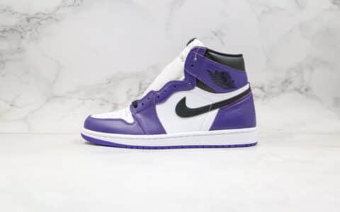 乔丹Air Jordan 1 Retro High OG Gym Purple纯原版本高帮AJ1新紫脚趾恶人紫色原厂头层皮革鞋面正确后跟定型 货号：555088-500