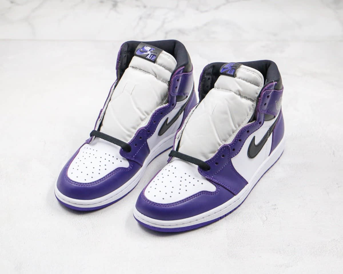 乔丹Air Jordan 1 Retro High OG Gym Purple纯原版本高帮AJ1新紫脚趾恶人紫色原厂头层皮革鞋面正确后跟定型 货号：555088-500