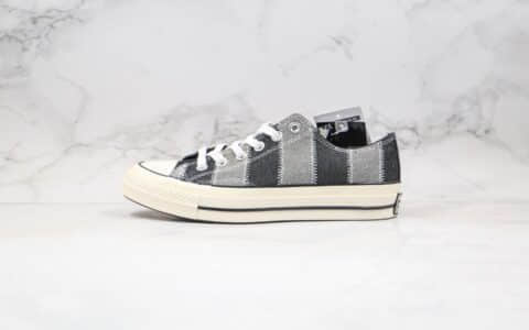 匡威Converse Chuck1970s公司级版本低帮五角星黑灰牛仔布格子拼接原厂硫化大底正确PU硅蓝软中底