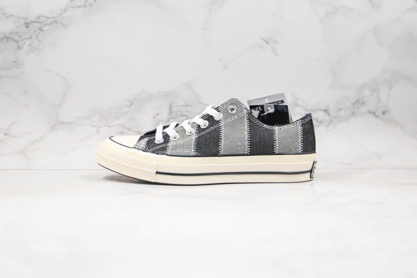 匡威Converse Chuck1970s公司级版本低帮五角星黑灰牛仔布格子拼接原厂硫化大底正确PU硅蓝软中底