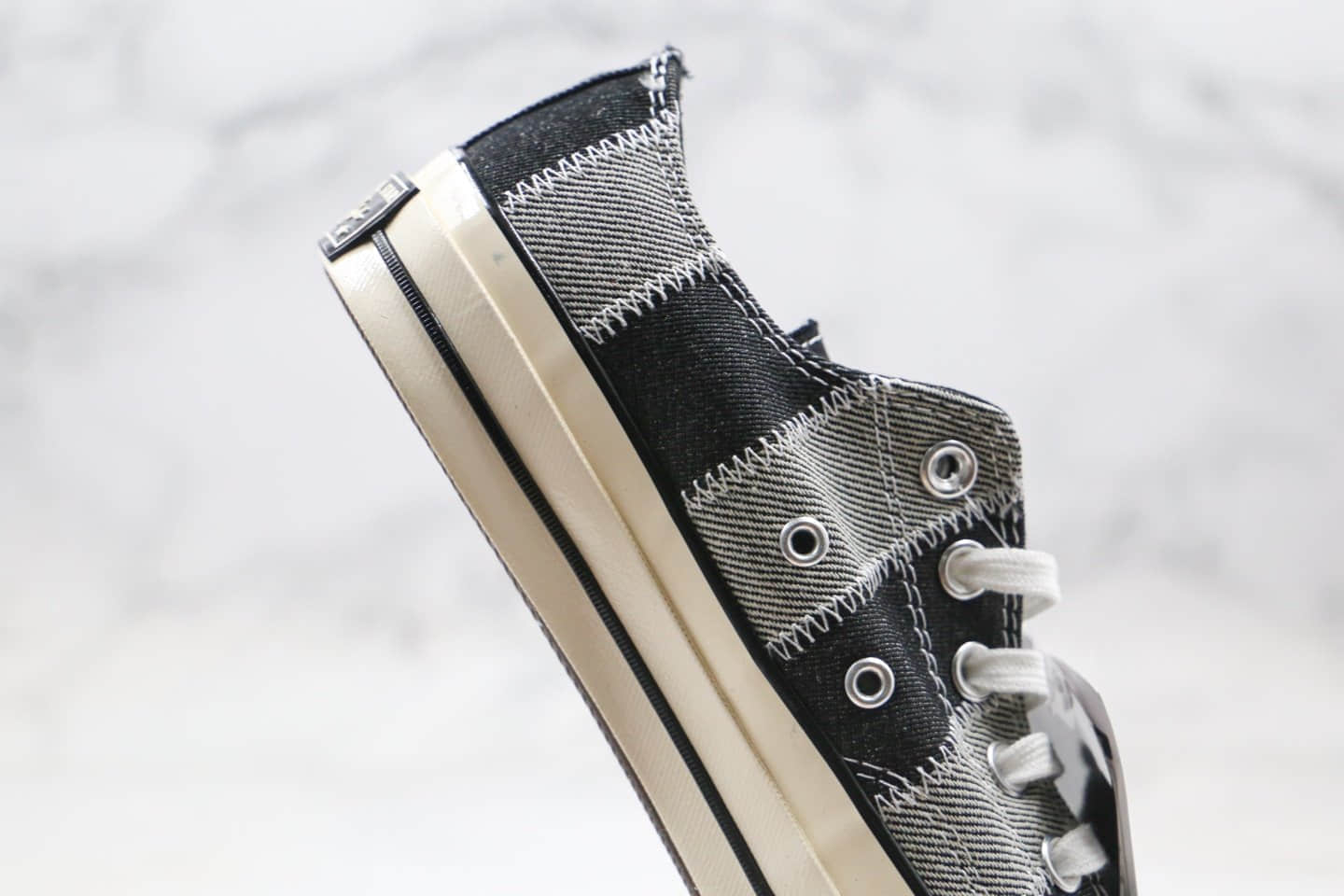 匡威Converse Chuck1970s公司级版本低帮五角星黑灰牛仔布格子拼接原厂硫化大底正确PU硅蓝软中底