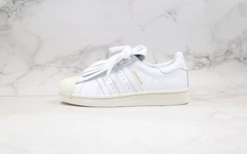 阿迪达斯adidas SUPERSTAR FR W纯原版本三叶草贝壳头流苏花边板鞋白色原档案数据开发原盒原标 货号：FV3421