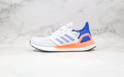 阿迪达斯Adidas UltraBoost 20纯原版本爆米花跑鞋UB6.0白蓝橙色原厂Boost爆米花缓震大底原盒原标 货号：EG0708