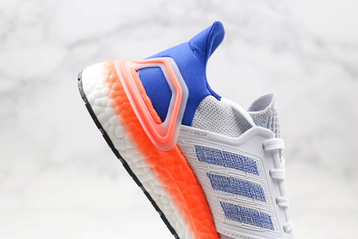 阿迪达斯Adidas UltraBoost 20纯原版本爆米花跑鞋UB6.0白蓝橙色原厂Boost爆米花缓震大底原盒原标 货号：EG0708