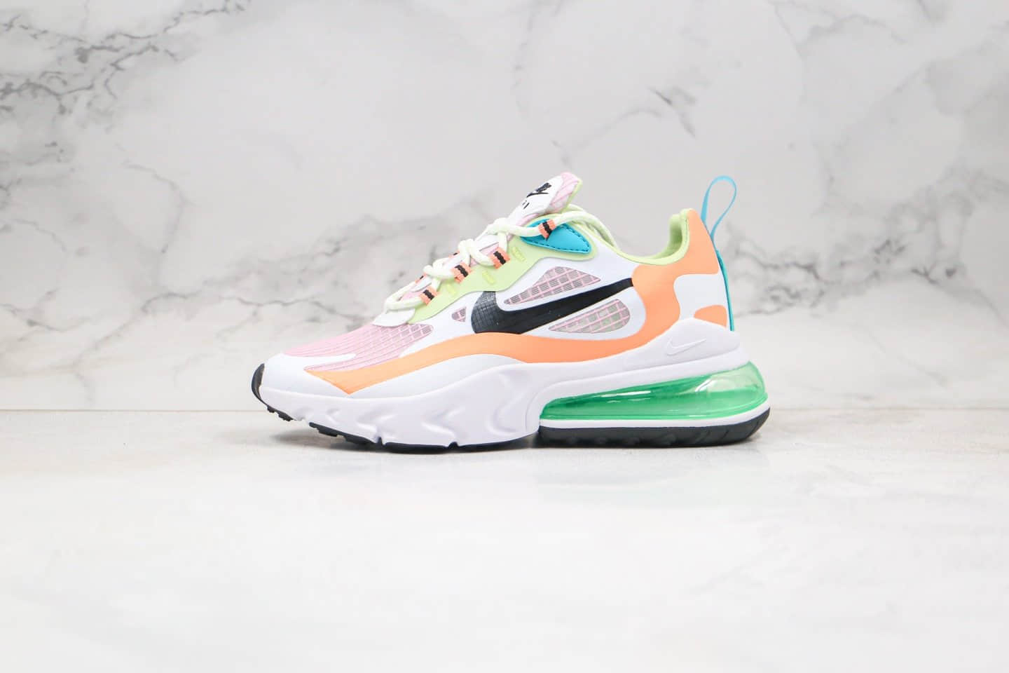 耐克Nike React Air Max 270V2纯原版本气垫鞋Max270二代白橙绿色内置真小潘气垫高清洁度鞋面 货号：CJ0620-600