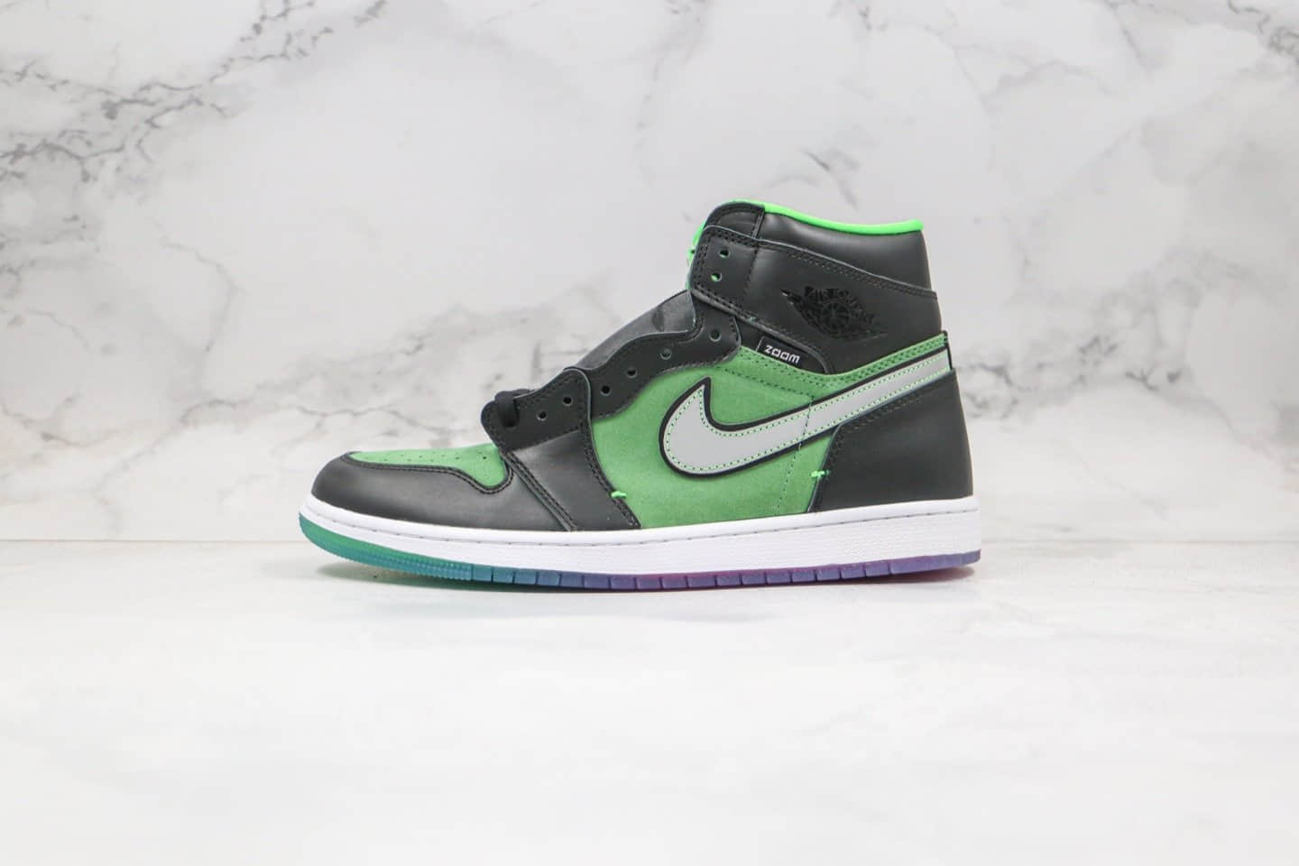 乔丹Air Jordan 1 High Zoom Rage Green公司级版本高帮AJ1黑绿色水晶底正确后跟定型 货号：CK6637-002