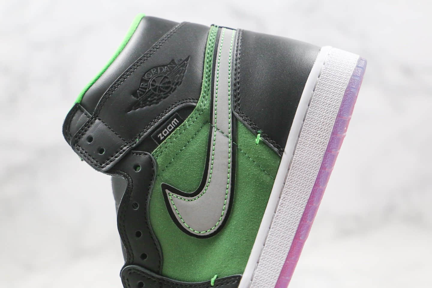 乔丹Air Jordan 1 High Zoom Rage Green公司级版本高帮AJ1黑绿色水晶底正确后跟定型 货号：CK6637-002