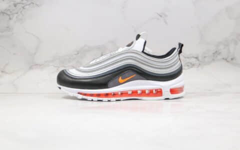 耐克Nike Air Max 97纯原版本子弹头Max97气垫鞋黑银橙色内置全掌真气垫 货号：CW5419-101