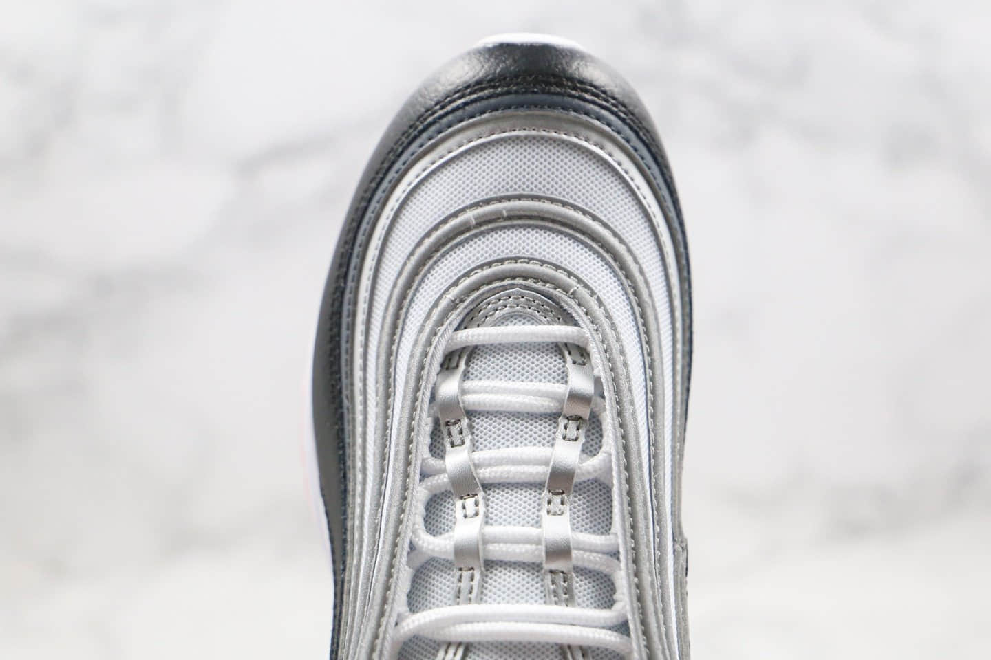 耐克Nike Air Max 97纯原版本子弹头Max97气垫鞋黑银橙色内置全掌真气垫 货号：CW5419-101