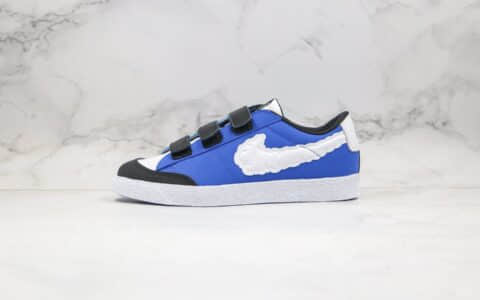 耐克Nike SB Blazer Low Heaven x Kevin Bradley联名款纯原版本低帮开拓者黑蓝色天空云朵魔术贴原盒原标 货号：CT4594-400