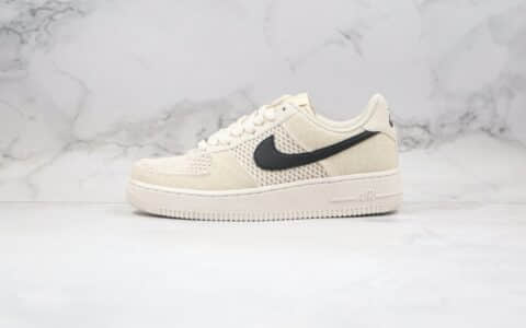 耐克Nike Air Force 1’07 Low Fossil color x Stussy纯原版本斯图西联名款低帮麻布米白色空军一号板鞋原档案数据开发 货号：920788-300