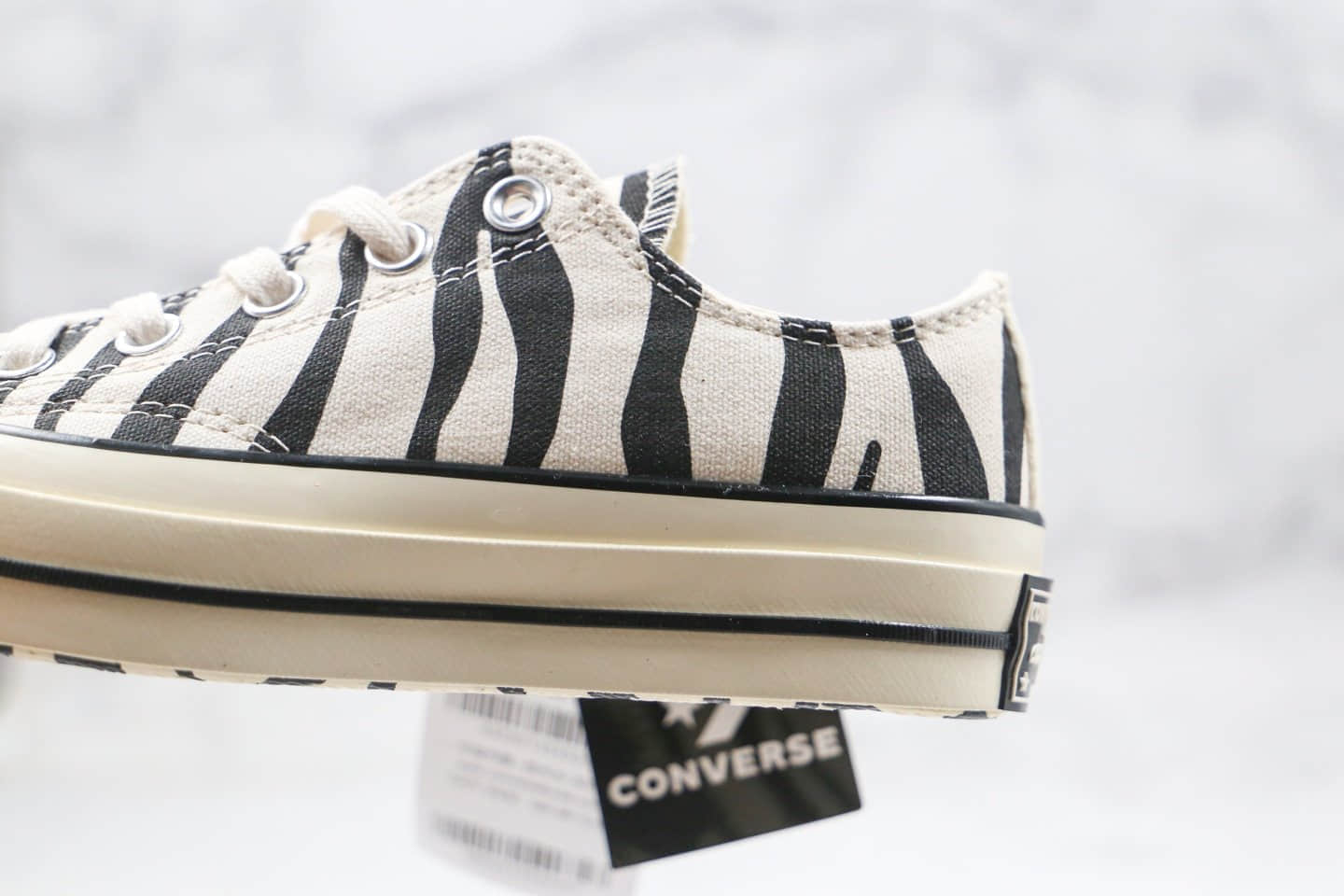 匡威Converse Archive Print Chuck 1970s公司级版本低帮板鞋斑马纹白黑正确蓝底 货号：167811C