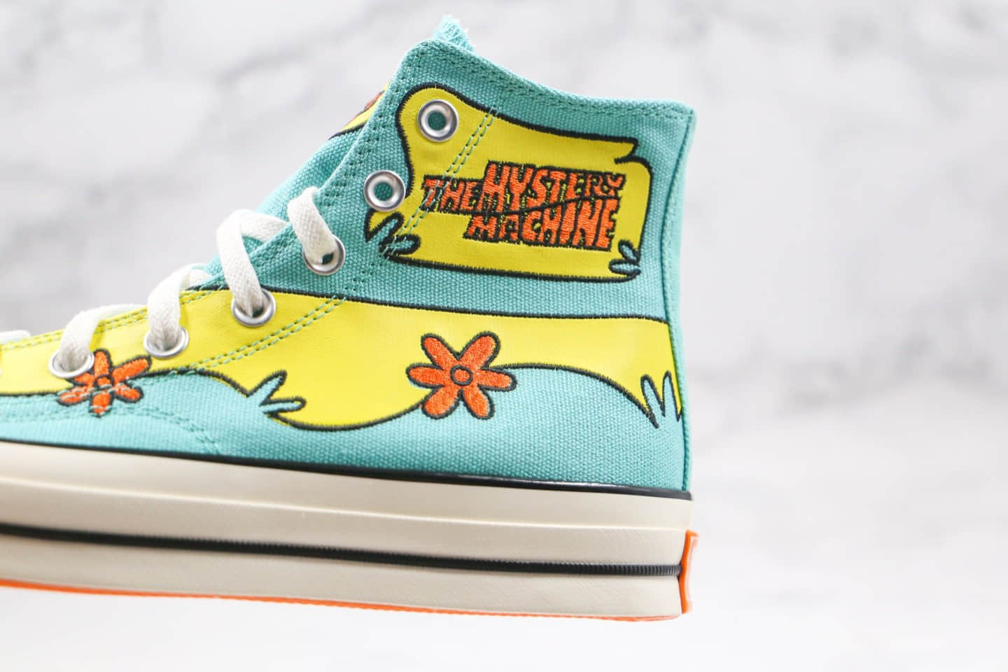 匡威Converse x Scooby-Doo Chuck 1970s公司级版本史酷比联名高帮帆布鞋蓝黄色原盒原吊牌 货号：169072C