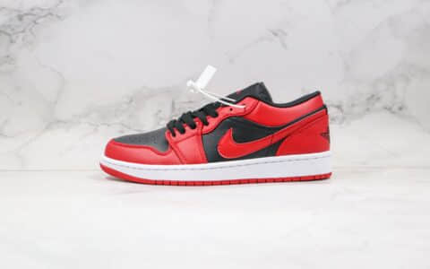 乔丹Air Jordan 1 Low纯原版本低帮AJ1黑红禁穿黑红色内置气垫区别市面通货版本 货号：553558-606