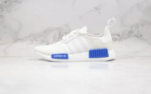 阿迪达斯adidas NMD R1公司级版本慢跑鞋白蓝色真爆大底 货号：AQ1785