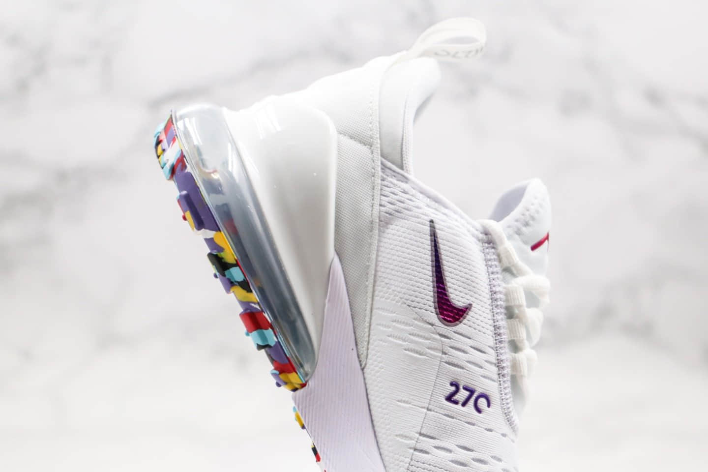 耐克Nike Air Max 270纯原版本半掌气垫Max270白蓝彩虹色原厂小潘气垫原盒原标 货号：AH6789-008