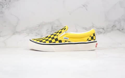 万斯Vans Cassic Slip-0n 98 DX公司级版本懒人一脚蹬棋盘格子黄黑色原厂工艺硫化一比一