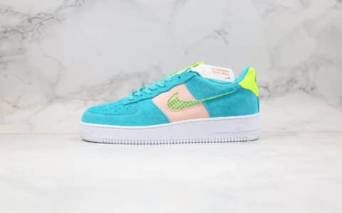 耐克Nike Air Force 1 LV8 1 Fresh Air GS纯原版本低帮空军一号蓝粉色编织格子勾内置气垫 货号：CJ4093-300