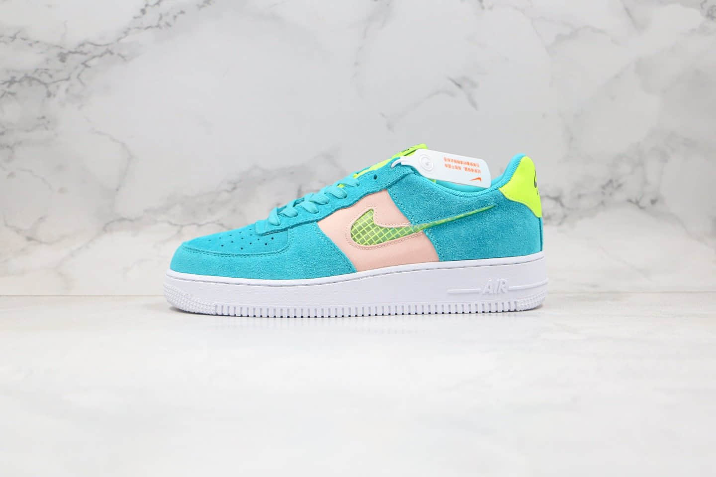 耐克Nike Air Force 1 LV8 1 Fresh Air GS纯原版本低帮空军一号蓝粉色编织格子勾内置气垫 货号：CJ4093-300