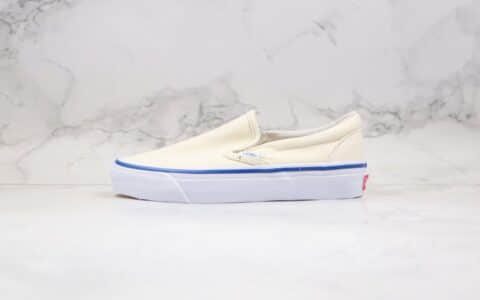 万斯Vans OG Slip-OnLX纯原版本低帮米白色蓝线条一脚蹬原厂硫化大底内置钢印 货号：LC137