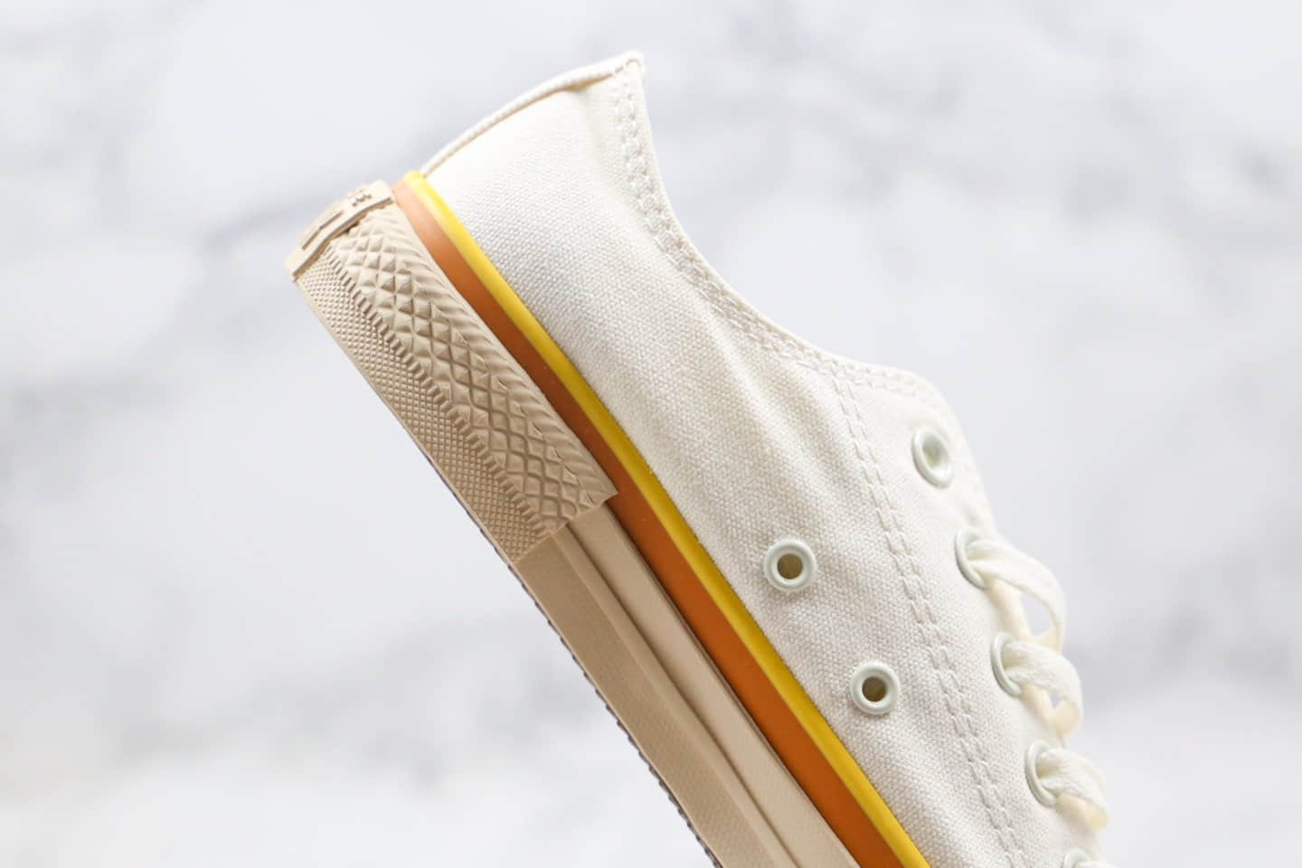 匡威Converse all star公司级版本低帮奶黄色米白黄橙线条帆布鞋原厂硫化大底原档案数据开发