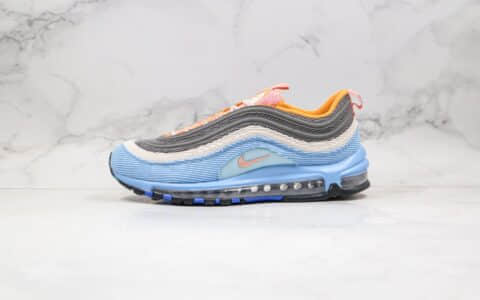 耐克Nike Air Max 97纯原版本灯芯绒子弹头气垫鞋蓝色内置真小潘全掌气垫原档案数据开发 货号：CQ7512-462